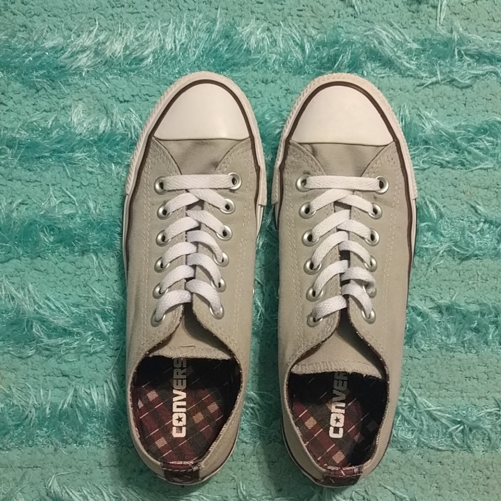 Gray and Maroon Plaid Converse